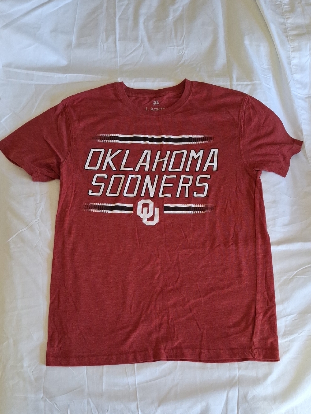 J. America Oklahoma Sooners Heather Crimson Graphic Tee Shirt Medium